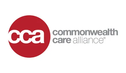 The image displays a logo with the text COMMONWEALTH CARE ASSOCIATION and below it, the acronym CCA in bold red letters on a white background, within a red circle containing a white dot at its center.