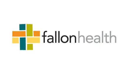 The image is a logo with text that reads FALLON HEALTH and features a stylized graphic resembling a shield with various geometric shapes and colors, including blue, green, yellow, and white.